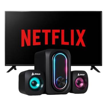 Imagem de Caixa De Som Gamer Para Pc Smart TV Bluetooth Multimidia 2.1 Led Rgb P2 Usb Celular