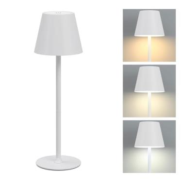 Imagem de Luminária Abajur de Mesa LED Touch Sem Fio Portátil, Recarregável e Dimerizável, 3 Cores de Luz (Quente, Neutra, Fria), Base Antiderrapante – Ideal para Quarto, Escritório e Estudo(A68, Branco)