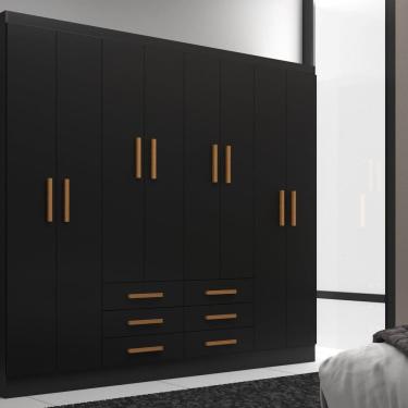 Imagem de Móveis para Quarto Guarda-Roupa 8 Portas Paris Black