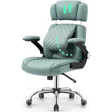 Imagem de Cadeira Escritório Presidente Premium Azul – Design Ergonômico com Apoio Lombar e de Cabeça Ajustáveis – Encosto Reclinável, Altura Regulável e Rotação 360° – Base Cromada Reforçada – Yamasoro