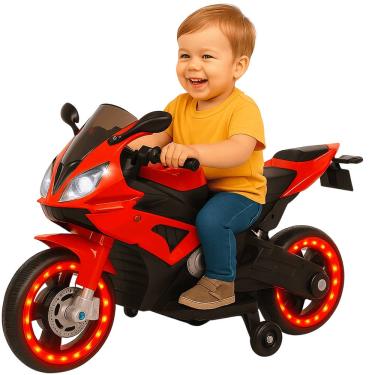 Imagem de Mini Moto Eletrica Esportiva Importway Vermelha 6V Com Luzes LED