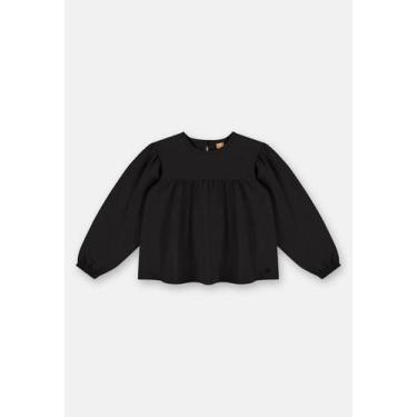 Imagem de Blusa Infantil Feminina em Meia Malha com Franzido Up Baby, Preto, 4