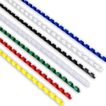 Imagem de Pentes de encadernação de plástico Rayson de 1,4 cm. 21 anéis, capacidade para 40 folhas, pente colorido com giros, máx. Papel de tamanho A4 para encadernação (21,6 cm × 29,7 cm), caixa com 100, Multicor, 5/16in