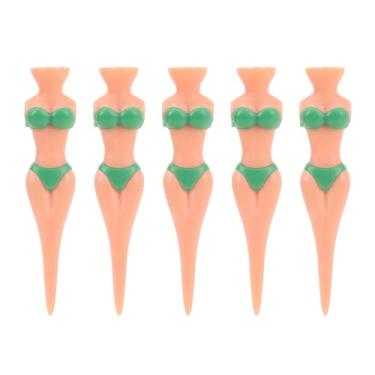 Imagem de Teses de golfe plástico biquíni engraçado Design anti -slip Golf Practice Tees for Women Golfters 5pcs camisetas de plástico duráveis (Verde)