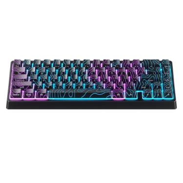 Imagem de Teclado XVX M67 60% com teclas IMD, teclado topográfico para jogos QMK/VIA, teclado mecânico com fio, junta personalizada RGB Hot Swappable, para Windows e Mac, preto interestelar