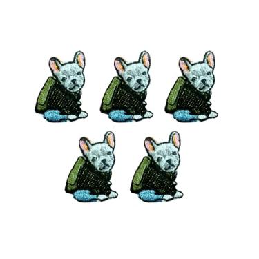Imagem de TH88 Conjunto de 5 peças Mini Bulldog Francês Filhote de Cachorro Remendos Bonito Logotipo de Desenho Animado 10 Patches Costurar Ferro em Aplique Bordado Emblema Sinal Remendo Roupas DIY Fantasia