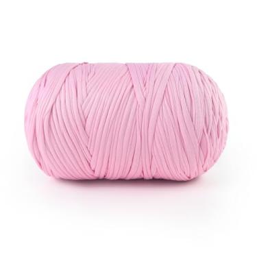Imagem de Fio de camiseta 800 g, tecido elástico para saco de crochê/cesta/decoração de casa, fio grosso com mistura de poliéster e elastano (rosa)