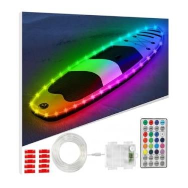 Imagem de VIDLULTD Kit De Luzes Para Prancha Remo Caiaque, Ip68 À Prova D'Água, Dream Color Sup Glow Com Controle Remoto, Iluminação A Bateria Caiaque Noturno, Canoas, Luz Pontão Barco Marinho (22 Pés)