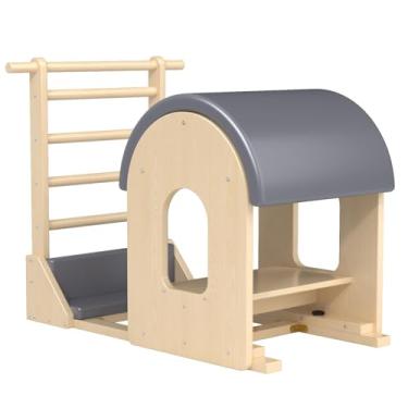 Imagem de GDMSTIH Barril cinza de Pilates, corretor de coluna de Pilates é projetado para pessoas que trabalham em escritórios, o arco de Pilates corrige a postura, relaxa, estica para tornar a coluna macia e