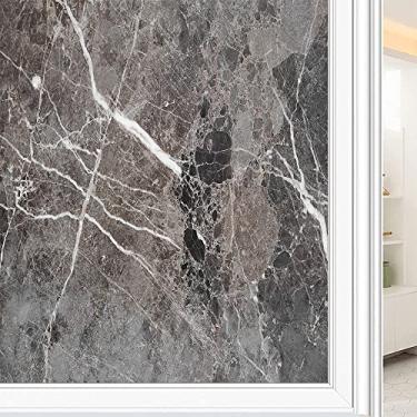 Imagem de Película de janela de privacidade de mármore, textura de estilo mármore, filme de vidro para sala de estar e escritório em casa, L90 x C 190 cm