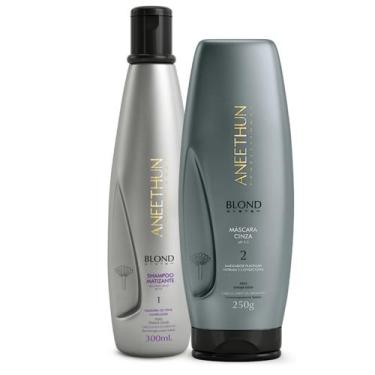 Imagem de Kit Blond System Silver Cinza Aneethun Manutenção Matizante
