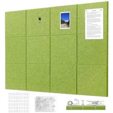 Imagem de G Gamit Quadro de avisos de parede de feltro grande quadro de cortiça alternativo pacote com 12 30 x 30 x 1,2 cm placa de feltro com abas adesivas removíveis seguras para escritório em casa, escola