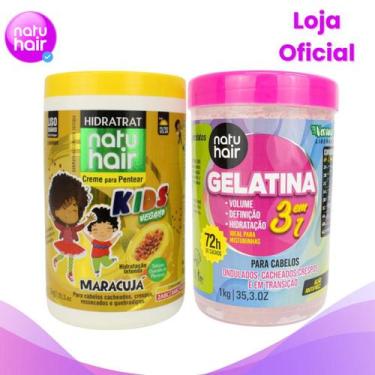 Imagem de Kit Creme de Pentear Maracujá + Gelatina modeladora de cachos 3 em 1 N