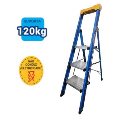 Imagem de Escada Plataforma Tripla Premium 0,90m Fibra /Alumí Wbertolo