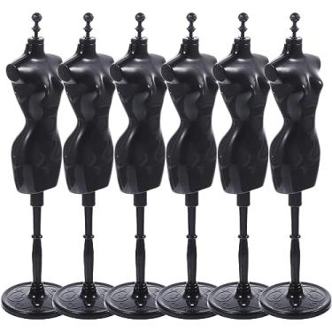 Imagem de HOMSFOU Forma De Pano Para Boneca, 6 Peças, Vestido, Mini Manequim, Modelo, Roupas, Suporte Desmontável Exibição Em Casa Bonecas, Preto