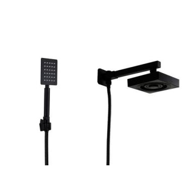 Imagem de Ducha em ABS AutoLimpante Preto com Ducha Manual em Inox 304 - AMG Met