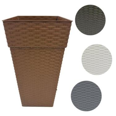 Imagem de Vaso Rattan Quadrado Plástico Decorativo Cores - PlasNew