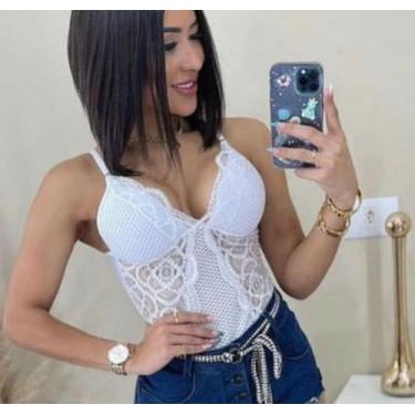 Imagem de Body alcinha renda arrastão - branco - Nathy Store, ÚNICO