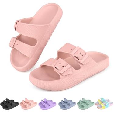 Imagem de Tsukare Chinelos Infantis Com Fivela Em Nuvem, Sandálias Para Meninos E Meninas, Chinelos Para Banho, Sapatos De Praia E Piscina, Chinelos De Verão Ajustáveis Em Eva, Rosa