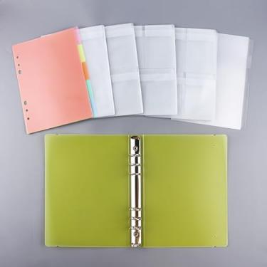 Imagem de BAOFALI Pasta A5 com 6 anéis, pasta de armazenamento e carimbos, 1 capa com 25 bolsos para folhas, conjunto organizador, estojo para modelo, suporte para scrapbooking (amarelo)