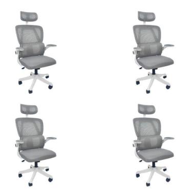 Imagem de Kit 4 Cadeiras de Escritório Presidente Executiva Oficial Legacy Cinza