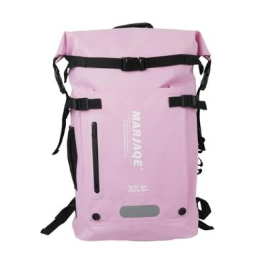 Imagem de oshhni Mochila de mergulho 30L à prova d'água para mergulho com snorkel e rafting, versátil, dobrável, com vários bolsos, suporte para nadadeiras, Rosa