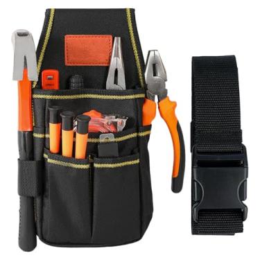 Imagem de Hapforever Bolsa pequena para ferramentas de eletricista com cinto, 6 bolsos bolsa organizadora de ferramentas utilitária para eletricista, carpinteiro, construção, técnico