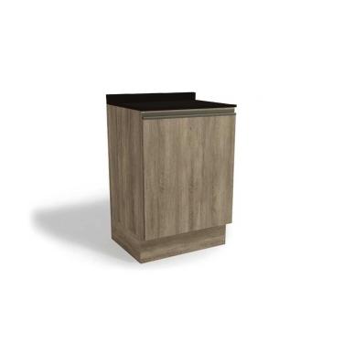 Imagem de Gabinete de Cozinha Modulado Balcão Maxxi G742 1 Porta c/Tampo 60cm Nogal/Preto - Kappesberg