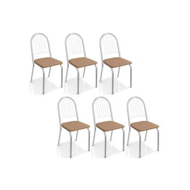 Imagem de Kit 6 Cadeiras de Cozinha Noruega 2C077 6 Un Cromada/Capuccino - Kappesberg