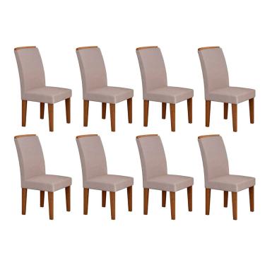Imagem de Kit 8 Cadeiras Sala Jantar Lunara 8 Un Capuccino/Veludo Creme - Rufato