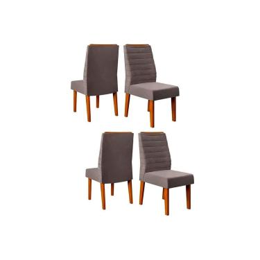 Imagem de Cadeira Sala de Jantar Ondina Kit 4 Un Freijó/Suede Lunar - DJ Móveis