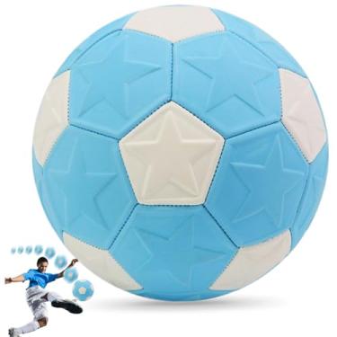 Imagem de Bola curva Kickball para crianças 21 cm padrão estrela azul branco TPU swerve futebol para jogo ao ar livre presente