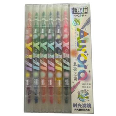 Imagem de Marcadores Duplo Com Glitter Duas Ponta Marca Texto Infantil - MLBpel