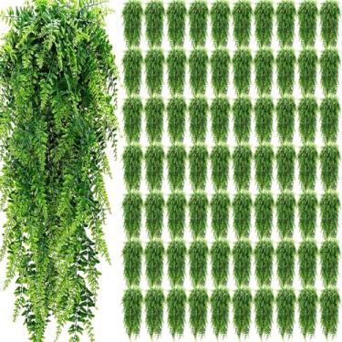 Imagem de Geosar 110 plantas artificiais penduradas 81 cm, samambaias de Boston de plástico, plantas falsas para parede, quarto, jardim, guirlanda de casamento, decoração interna e externa, sem cesta
