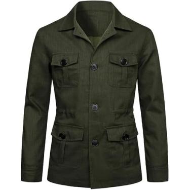Imagem de Safári De Linho Masculino Leve Casual Safári Blazer Safári De Outono Masculino, 2, XL