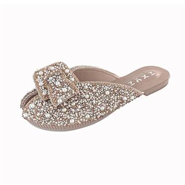 Imagem de Sandálias femininas vintage plataforma, conforto, dedo aberto, antiderrapante, sandálias femininas com brilho, moda, respirável, chinelos de praia, para entretenimento, lazer(Pink,35 EU)