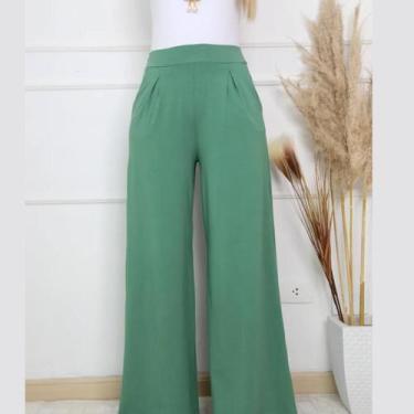 Imagem de Calça Pantalona Feminina Em Malha Viscolycra Cintura Media Alta Com Bo