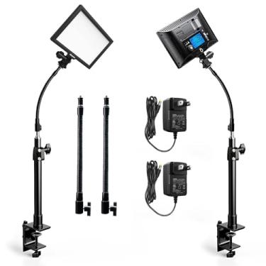 Imagem de Dazzne Pacote Com 2 Luzes De Led, Iluminação Streaming Bicolor Regulável, 3200-5600K, Videoconferência Tubos Pescoço Ganso, Painel Luz Mesa Para Jogos/Reuniões Zoom/Transmissão/Tiktok