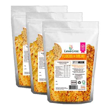 Imagem de Kit 3X: Flocos de Milho com Açúcar Mascavo Sem Glúten Leve Croc 250g