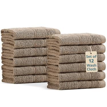 Imagem de Casa Platino Pacote com 12 toalhas de banho - Qualidade de spa e salão de beleza - Toalhas de rosto 100% algodão mercerizado fiado em anel - panos de lavagem muito macios e absorventes para corpo