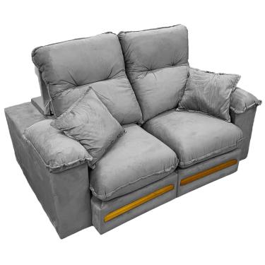Imagem de Sofá Libano 2 Lugares Retrátil e Reclinável 180cm Tecido Veludo Aifos Cor Cinza