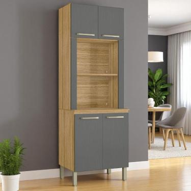 Imagem de Paneleiro Duplo Forno Sem Gaveteiro Lapis Freijó Gris