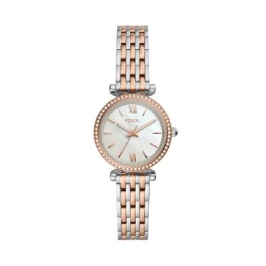 Imagem de Fossil Carlie Mini relógio feminino de quartzo em aço inoxidável, Silver/Rose Gold, One Size