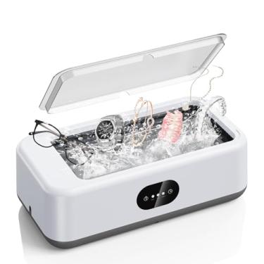 Imagem de DIDATOOL Limpador ultrassônico, máquina de limpeza ultrassônica de 49 kHz para joias, óculos, anéis, pulseira de relógio, dentaduras - dois modos de limpeza, tanque de aço inoxidável 304
