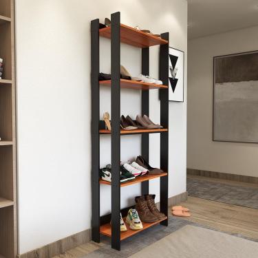 Imagem de Sapateira Multiuso Para Calçados 5 Andares Organizador Mdp 15mm Preto - Nature Preto - Nature