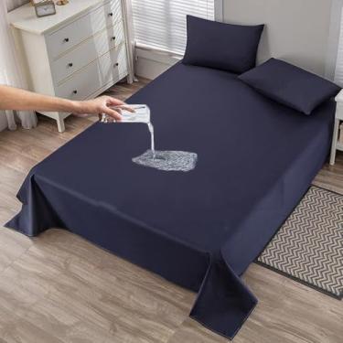 Imagem de Lençol de cama à prova d'água, protetor de móveis, lençol de cima, tamanho Queen, camada dupla, tecido TPU absorvente, respirável, protetor de colchão para incontinência, protetor de xixi para colchão