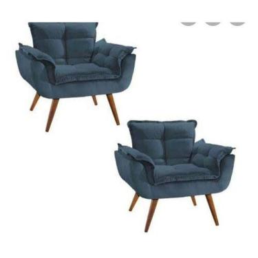 Imagem de Kit 2 poltronas para sala confortavel Opala. In-9 Decor. - Cinza