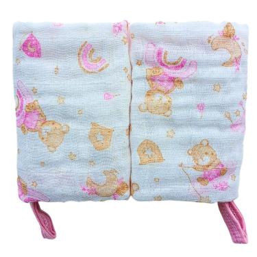 Imagem de Kit 2 Toalhas Pano de Boca Bebe Soft de Algodão  Menina Enxoval Com Prendedor de Chupeta