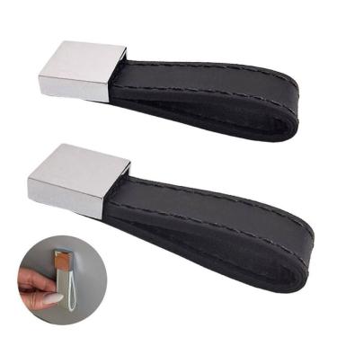 Imagem de Puxador Hund Couro Preto Torralba 2 Unidades