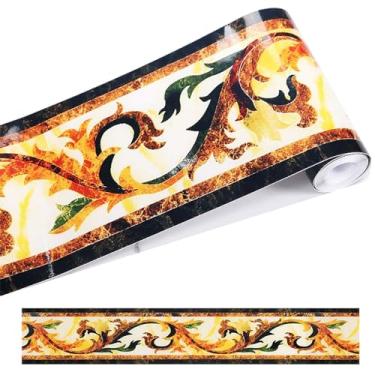 Imagem de Papel de parede com borda de 500 cm, papel de parede de imitação de azulejos de cerâmica, decoração de parede retrô para chão, banheiro, sala de estar, restaurante